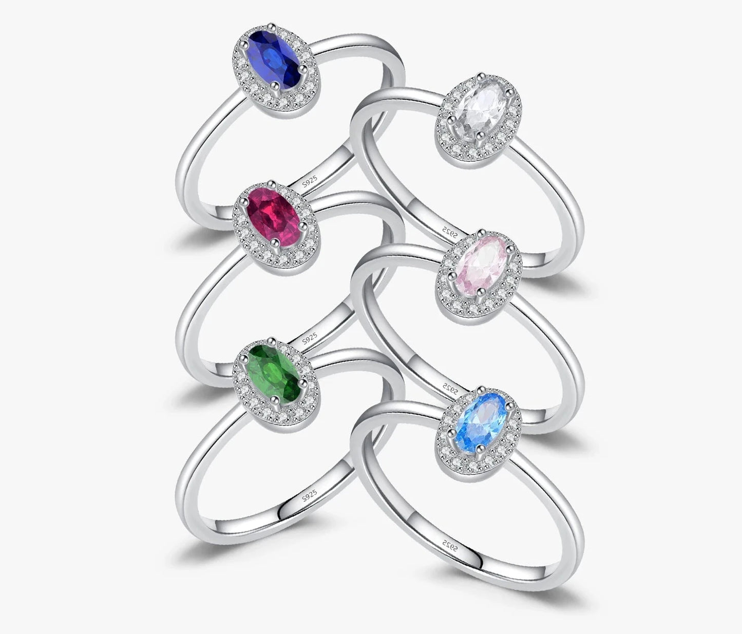 Anello Ovale con Zirconi Colorati – Anello Elegante