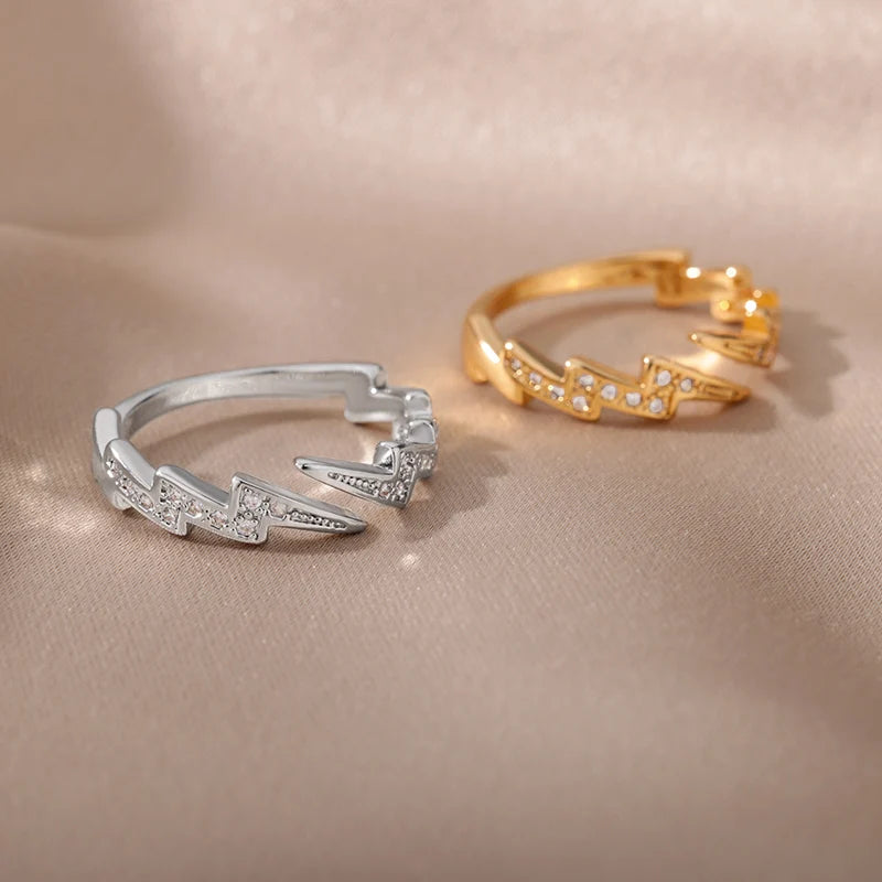 Anello Fulmine Dorato – Energia Minimal