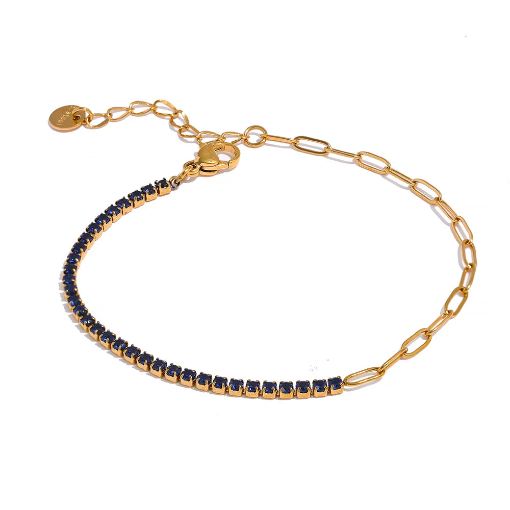 Bracciale Tennis Colorato – Acciaio Inossidabile Placcato Oro 18K con Zirconi Cubici