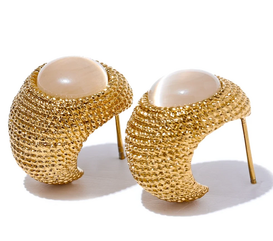 Orecchini “Golden Weave” –Hoop con Gemma Lucente