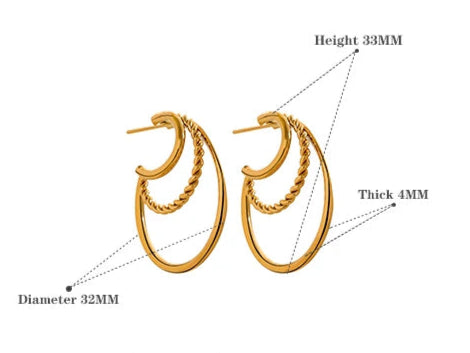 Orecchini Multi-Cerchio Geometrici – Acciaio Inossidabile Oro 18K