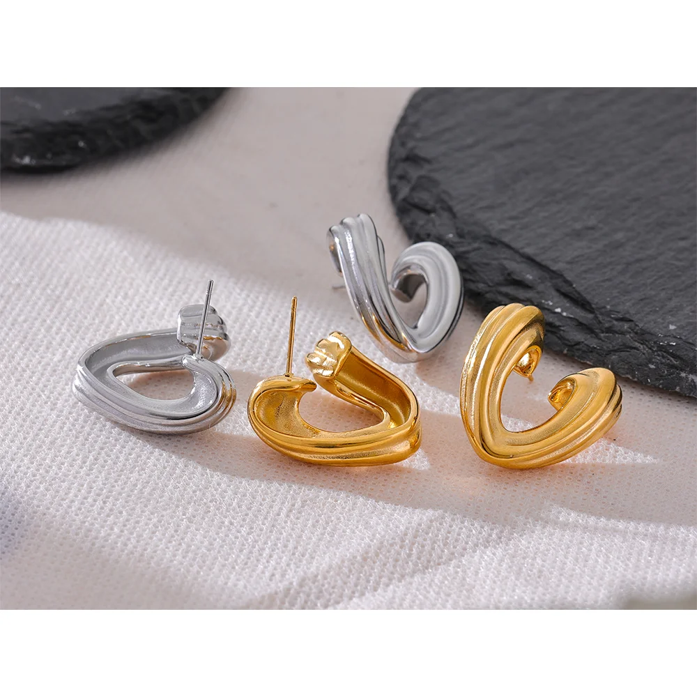 Orecchini Cuore Creativo in Acciaio Inossidabile – Oro o Platino