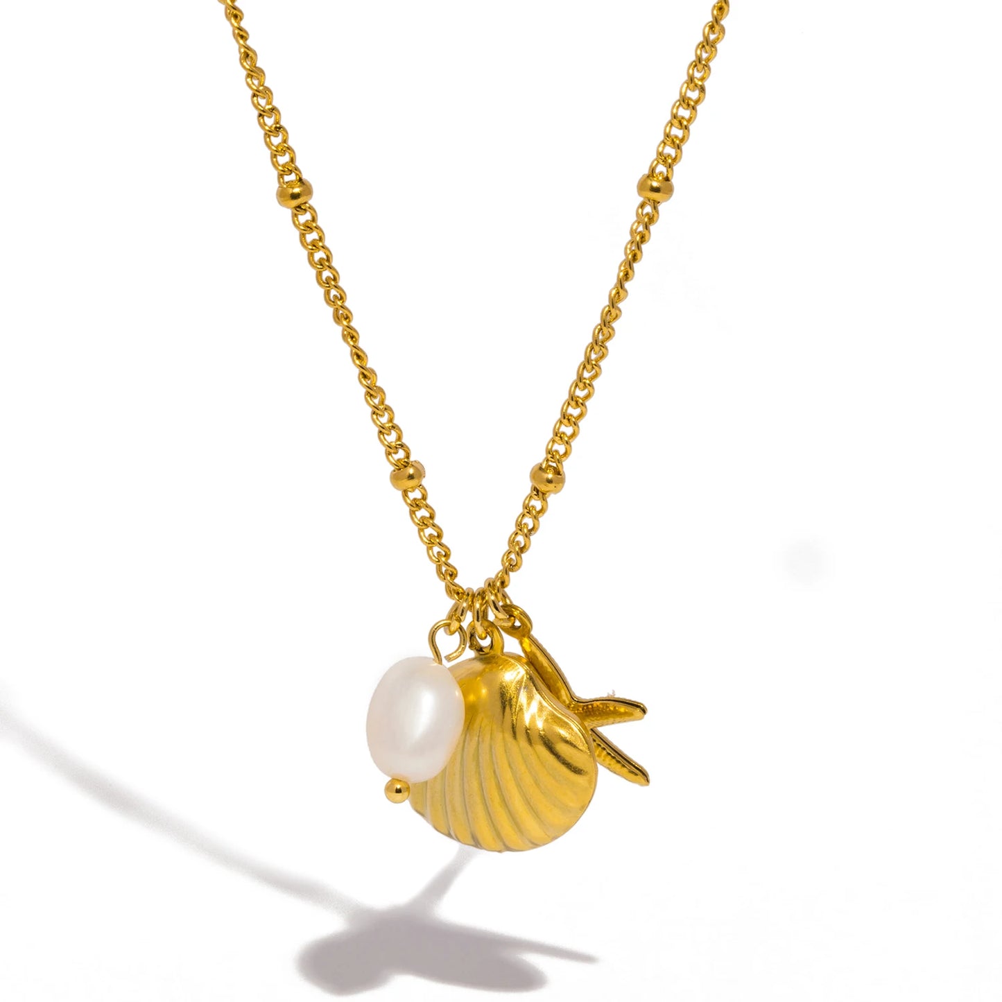 Set Collana e Bracciale Stella Marina con Perle e Conchiglia – Gioielli Estivi Waterproof