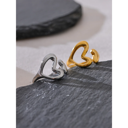 Anello Cuore Gemello – Minimal Chic in Acciaio Inossidabile