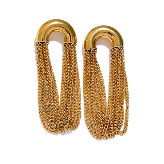 Orecchini Pendenti con Nappa a Catena – Acciaio Inossidabile | Oro & Argento