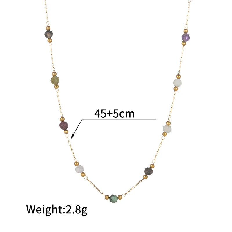 Set Collana e Bracciale con Perline Colorate – Gioia Boho in Acciaio Dorato