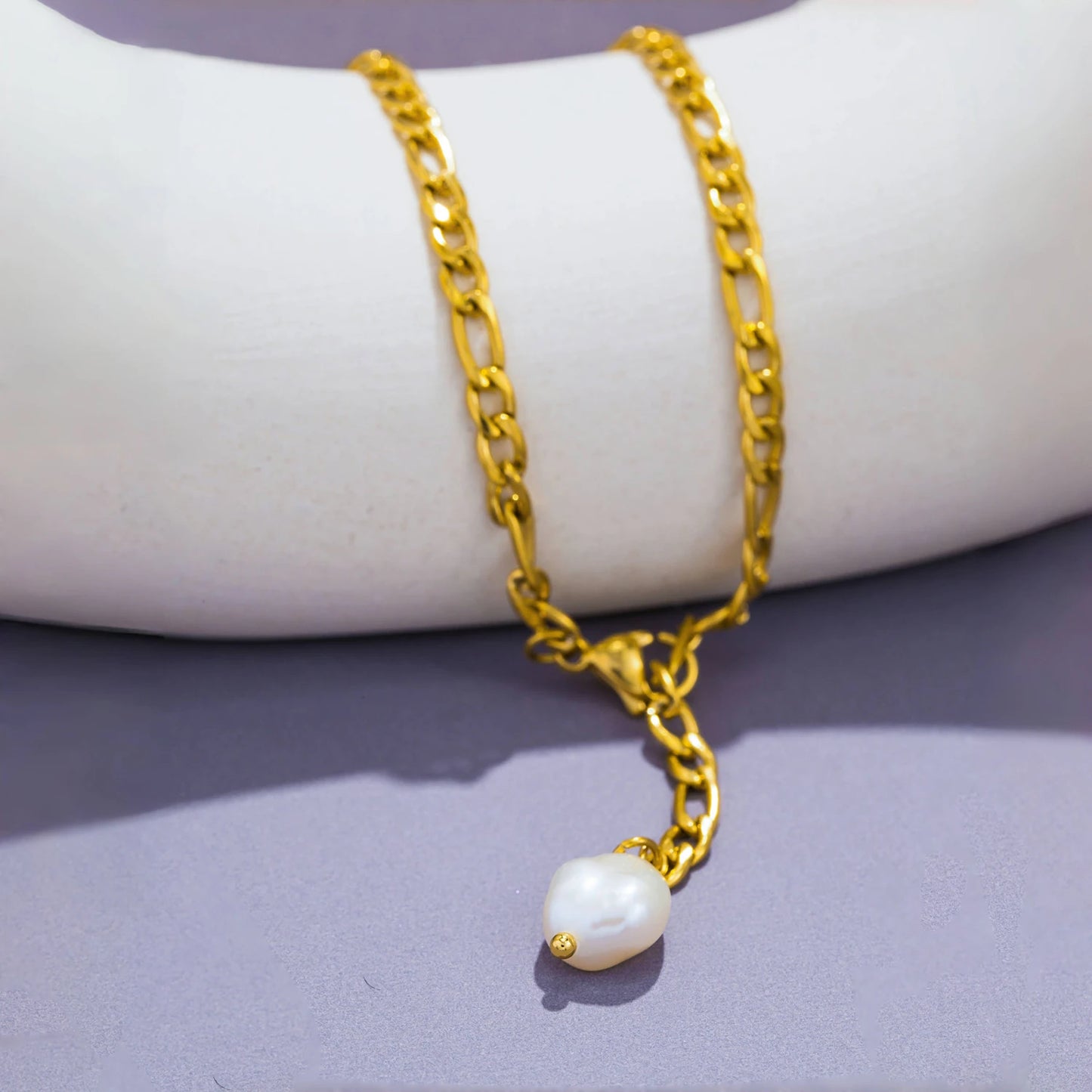 Bracciale con Ciondolo di Perla Naturale – Acciaio Inossidabile Impermeabile, Colori Oro o Argento