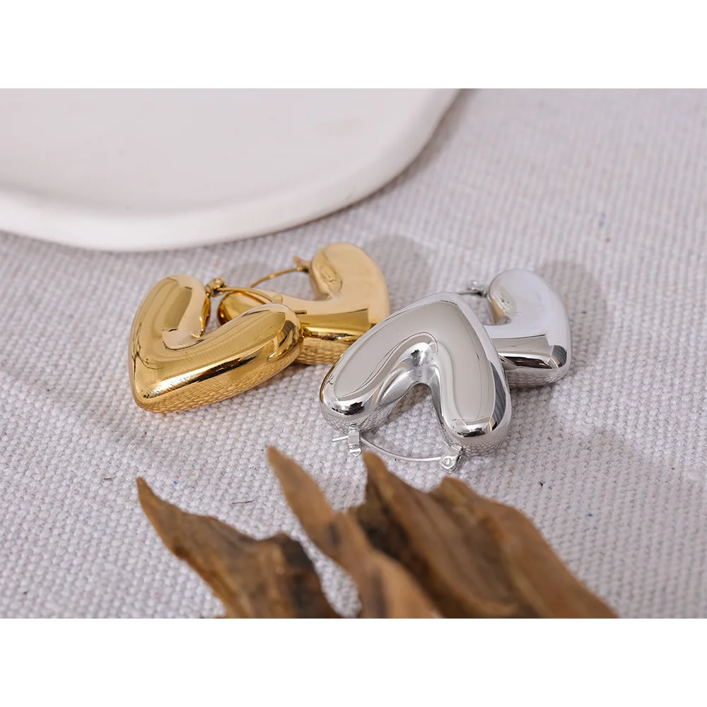 Orecchini Cuore Chunky – Acciaio Inossidabile | Oro & Argento