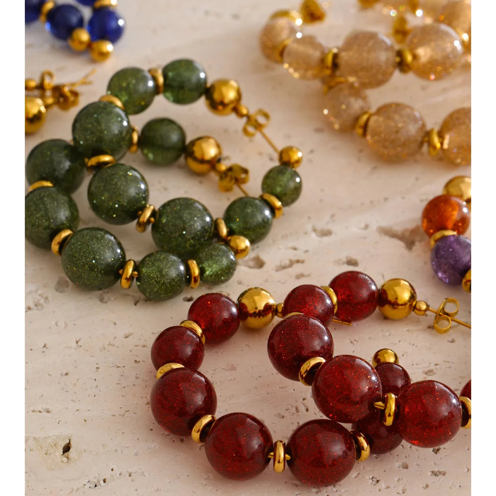 Orecchini “Beads C-Hoop” – Cerchi Artigianali in Resina
