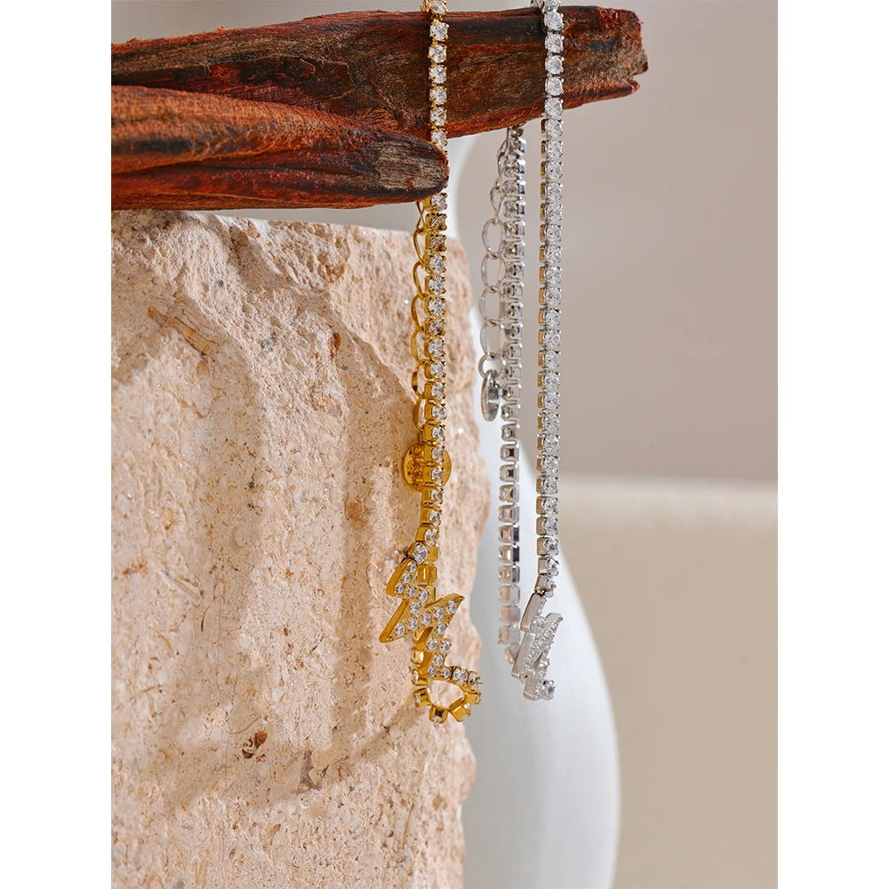 Bracciale Fulmine con Zirconi – Acciaio Inossidabile Placcato Oro 18K o Platino
