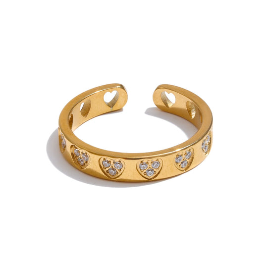 Anello Cuori di Luce – Regolabile con Zirconi