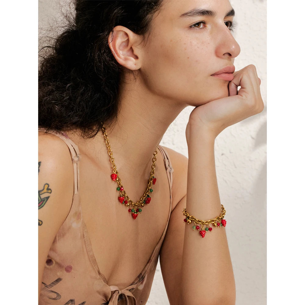 Set Fragola Dorata – Collana & Bracciale