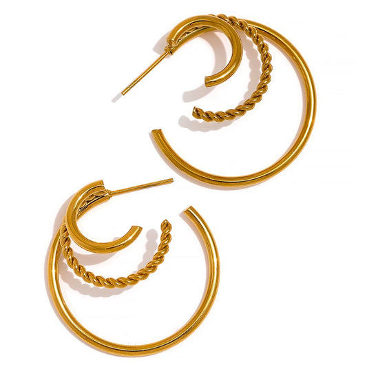 Orecchini Multi-Cerchio Geometrici – Acciaio Inossidabile Oro 18K