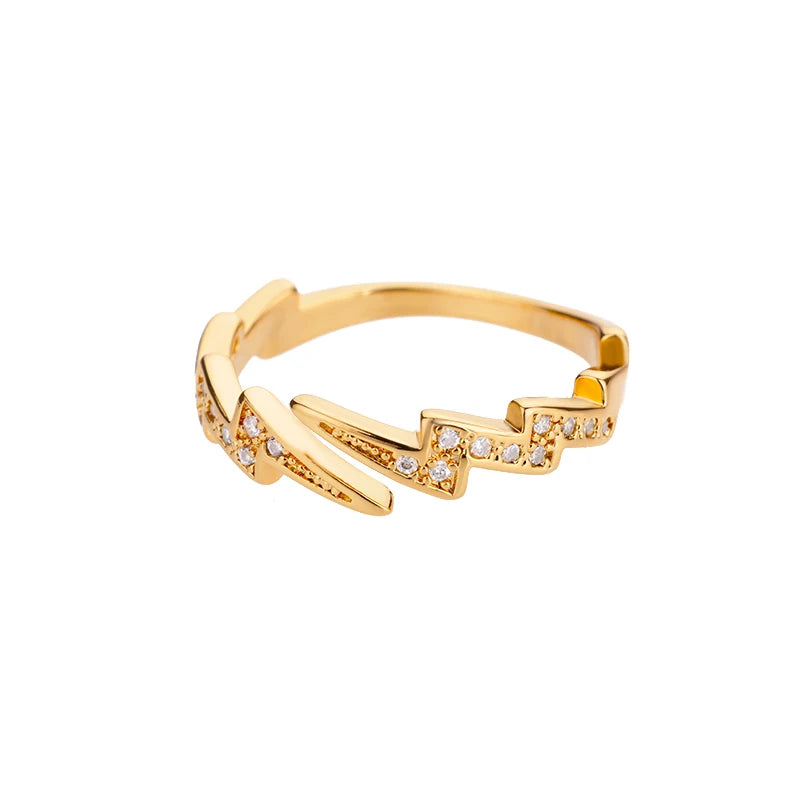 Anello Fulmine Dorato – Energia Minimal