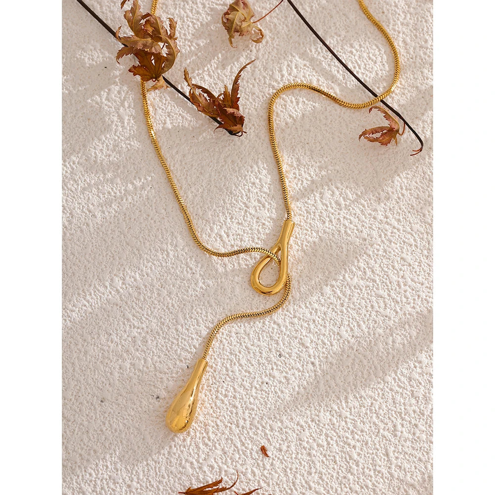 Collana a catena con pendente a goccia – Oro o Argento, acciaio inox impermeabile