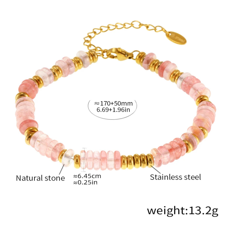 Bracciale con Perline in Pietre Naturali Multicolore - 6 Varianti di Colore