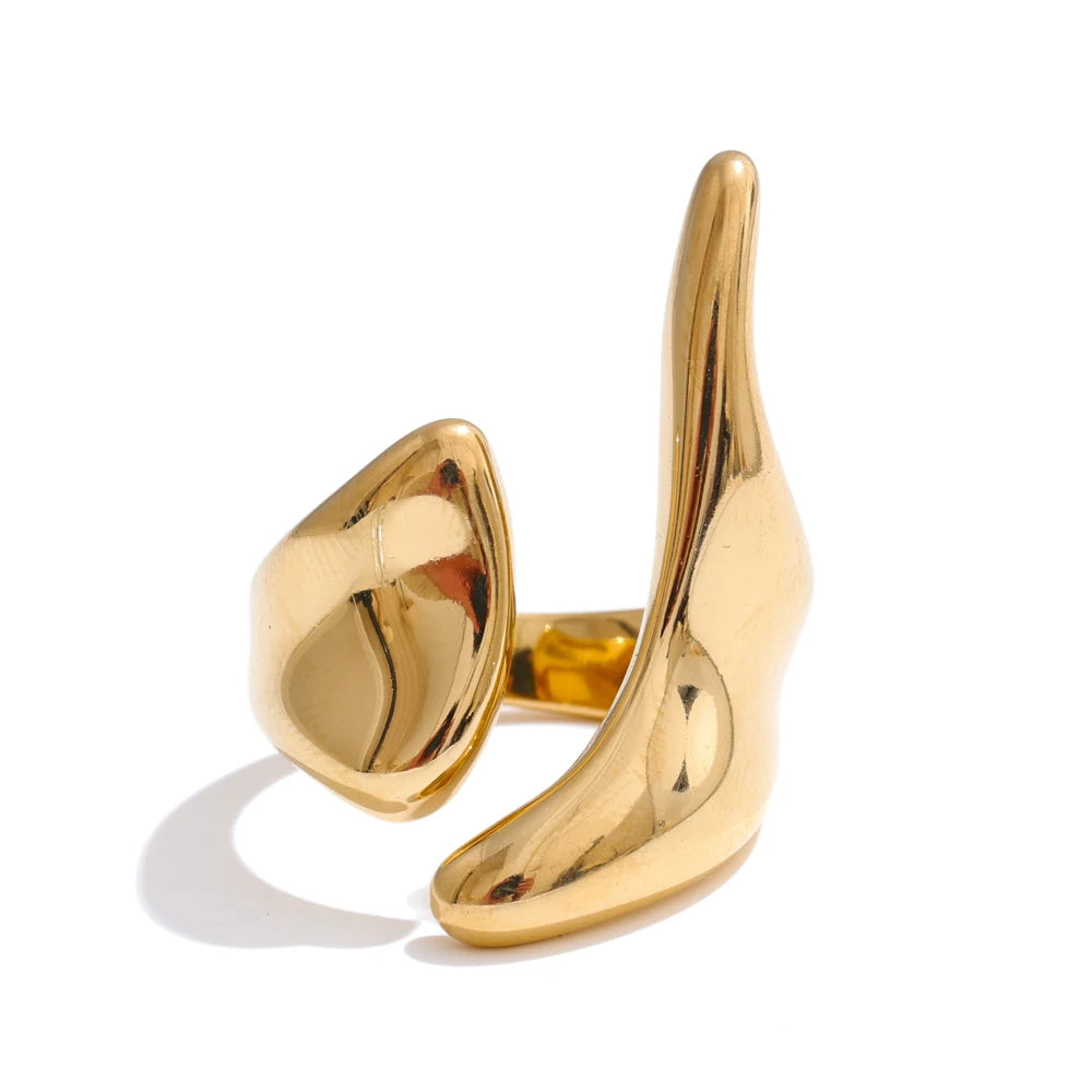 Anello geometrico scultoreo in acciaio inox