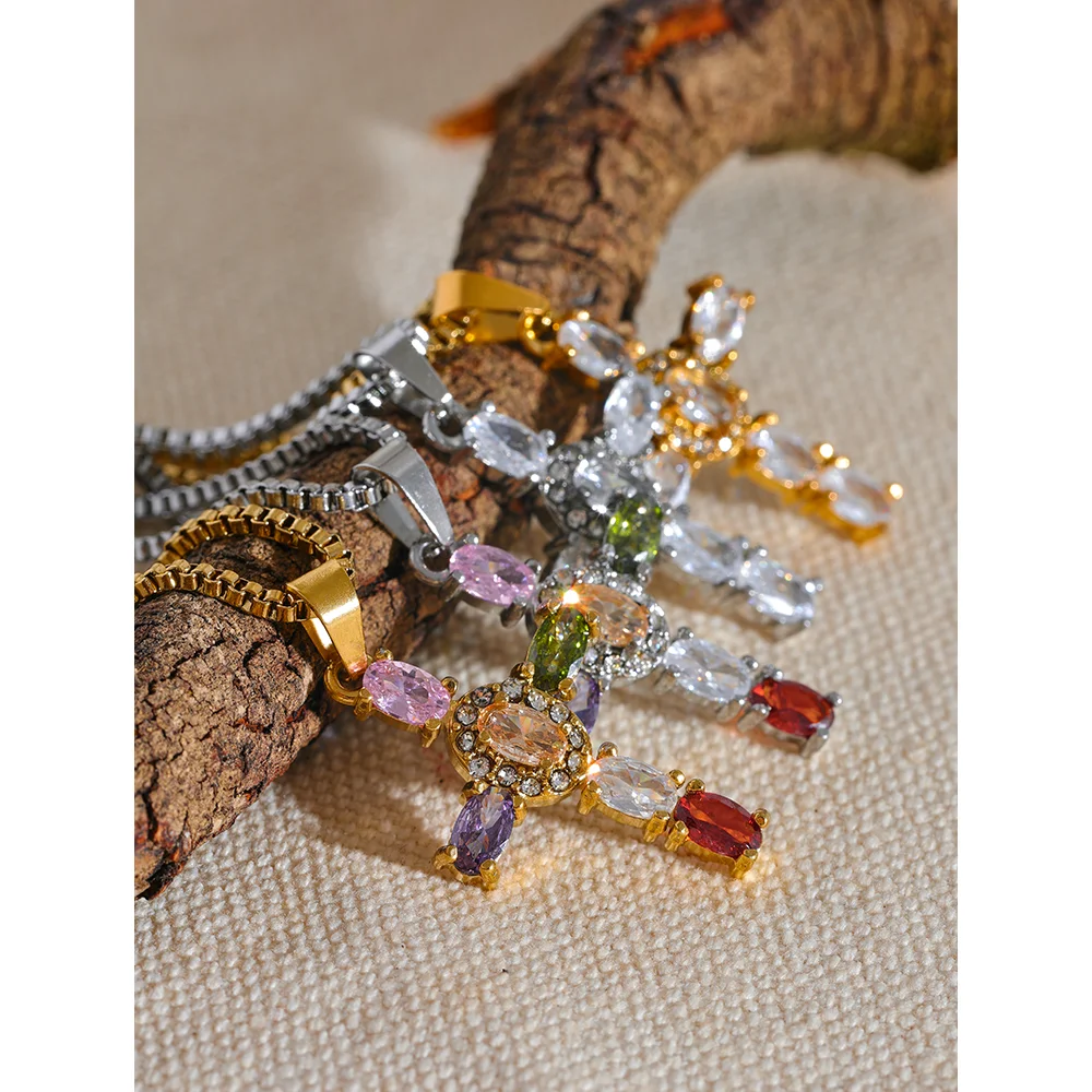 Collana Croce Brillante – Zirconi Multicolor