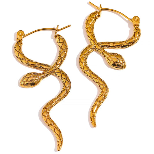 Orecchini a Cerchio con Serpente Oro – Acciaio Inossidabile Impermeabile