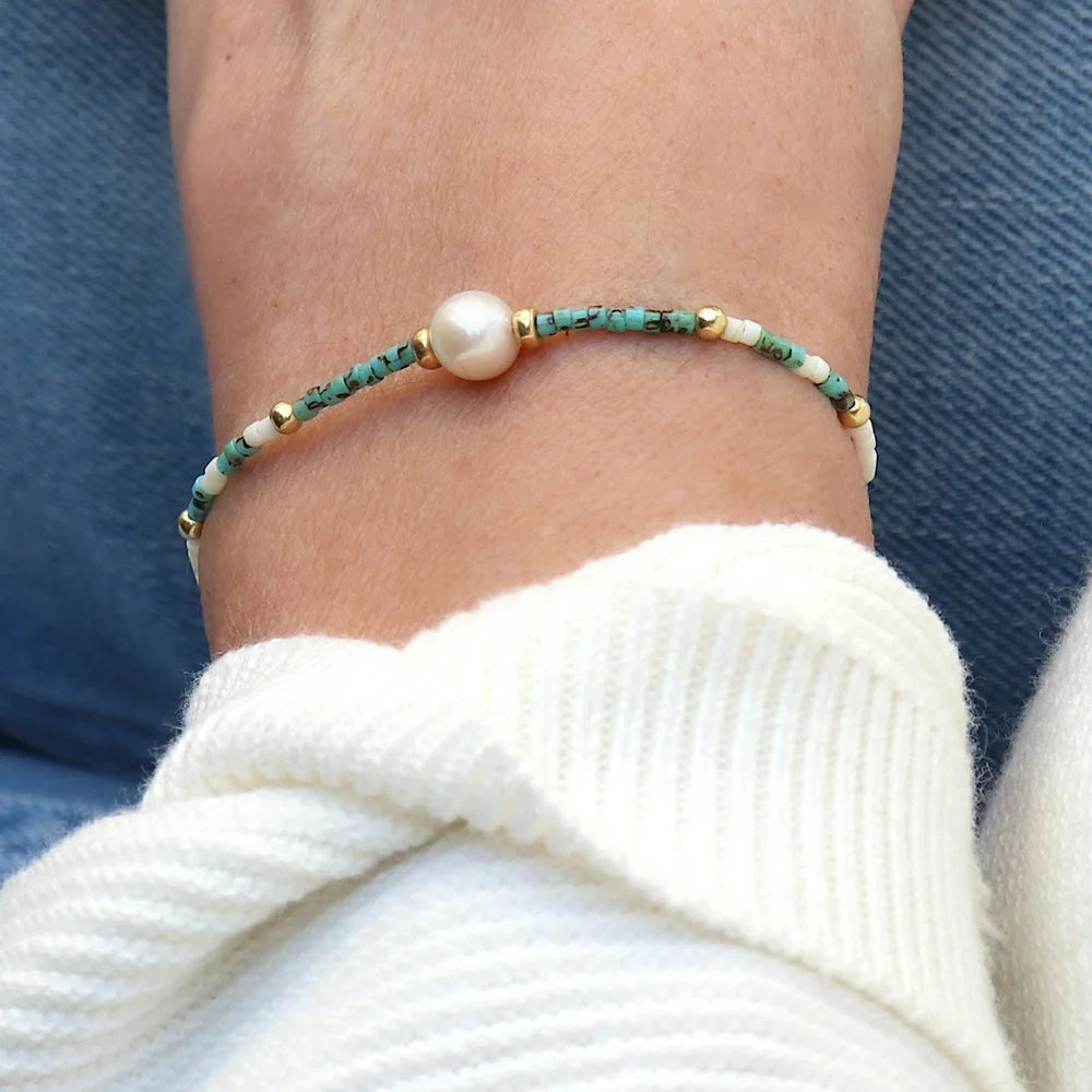 Bracciale Boho con Perle Intrecciate