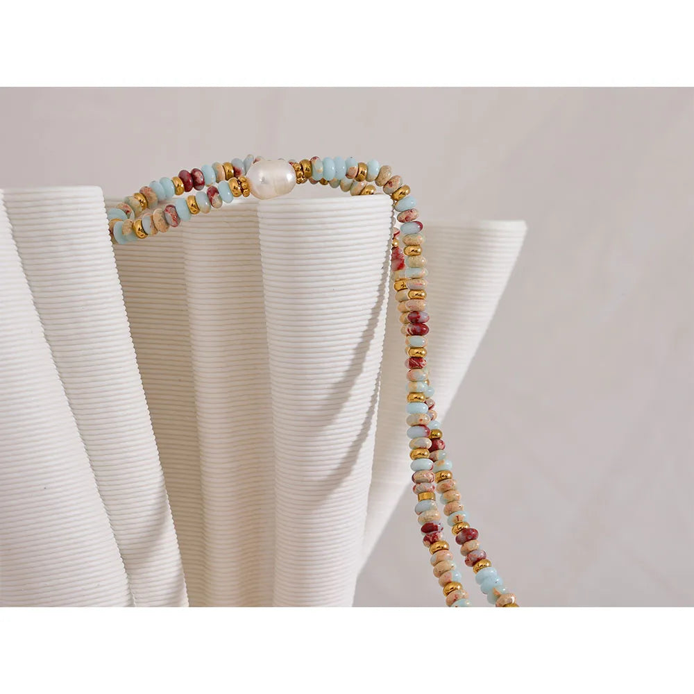 Collana Perle di Luce – Catena in Acciaio Inossidabile con Perle d’Acqua Dolce Naturali