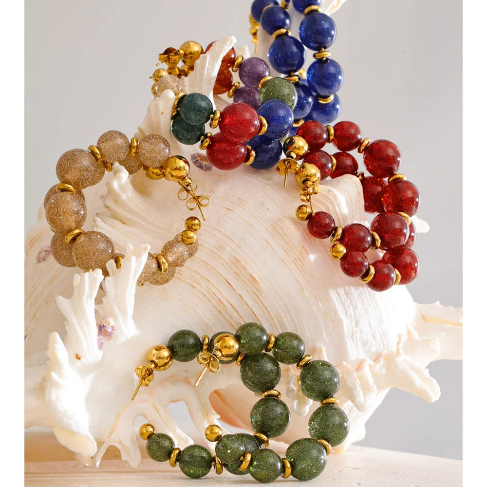 Orecchini “Beads C-Hoop” – Cerchi Artigianali in Resina