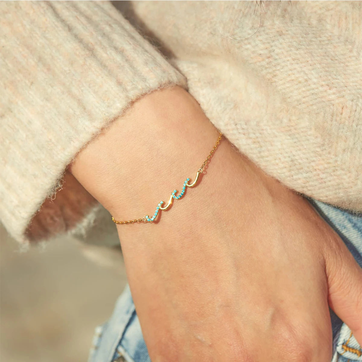 Onde di Luce – Bracciale in acciaio con cristalli e zirconi