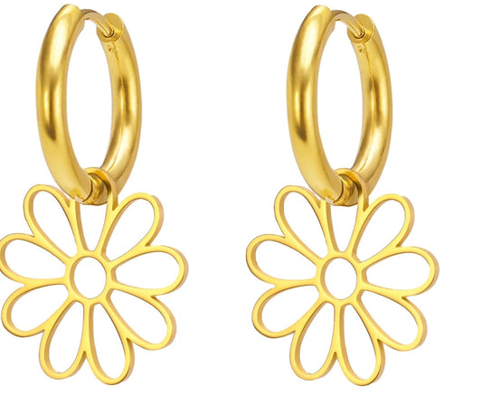 Orecchini a cerchio con fiore a nove petali – Stile bohémien