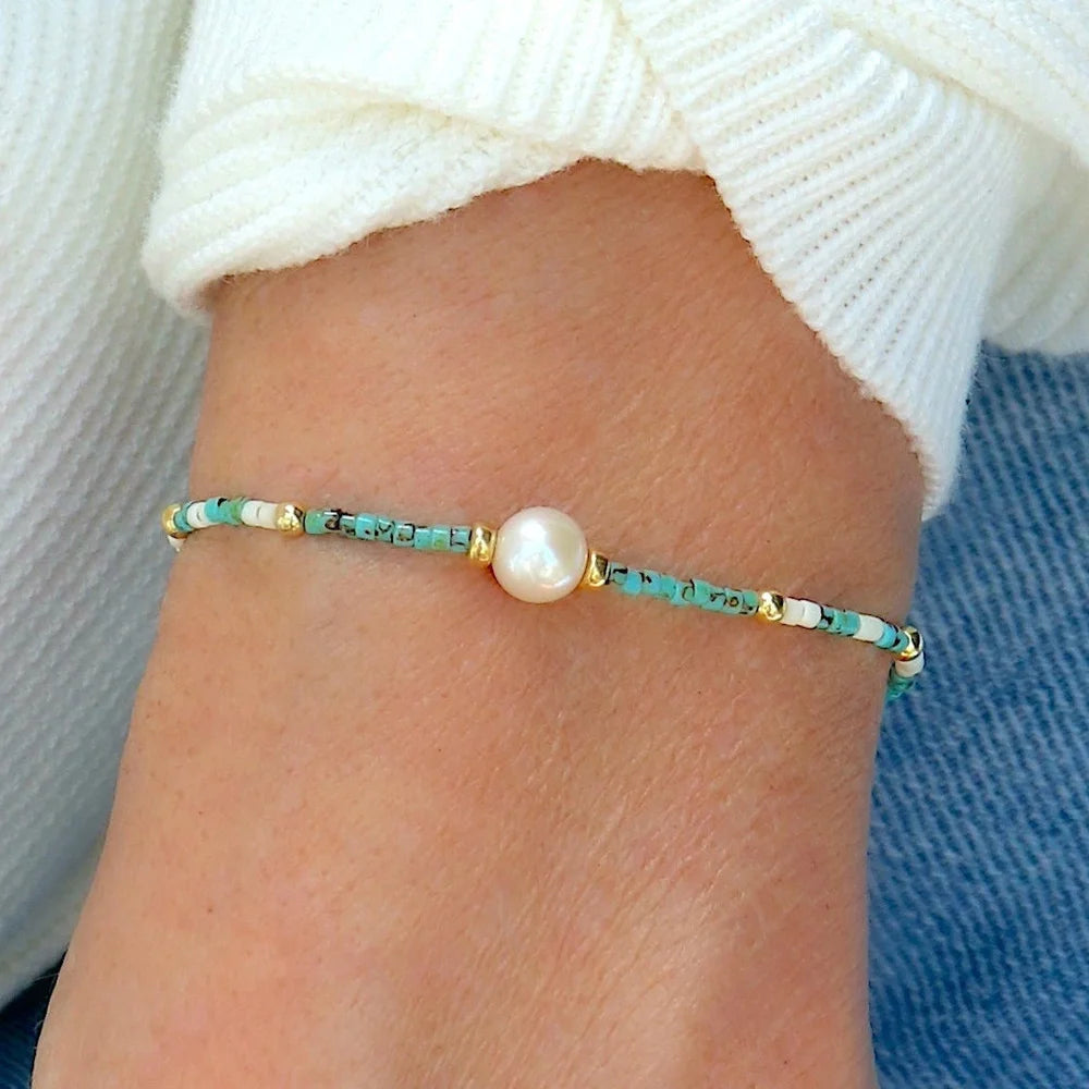 Bracciale Boho con Perle Intrecciate