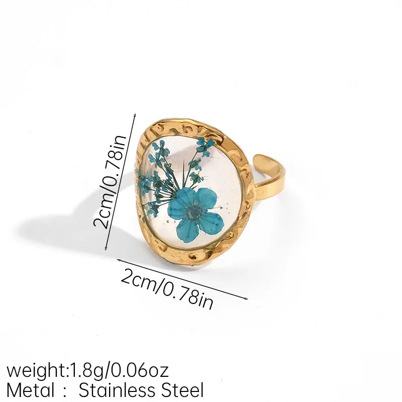 Anello regolabile in acciaio inossidabile con motivo floreale geometrico – Stile retrò