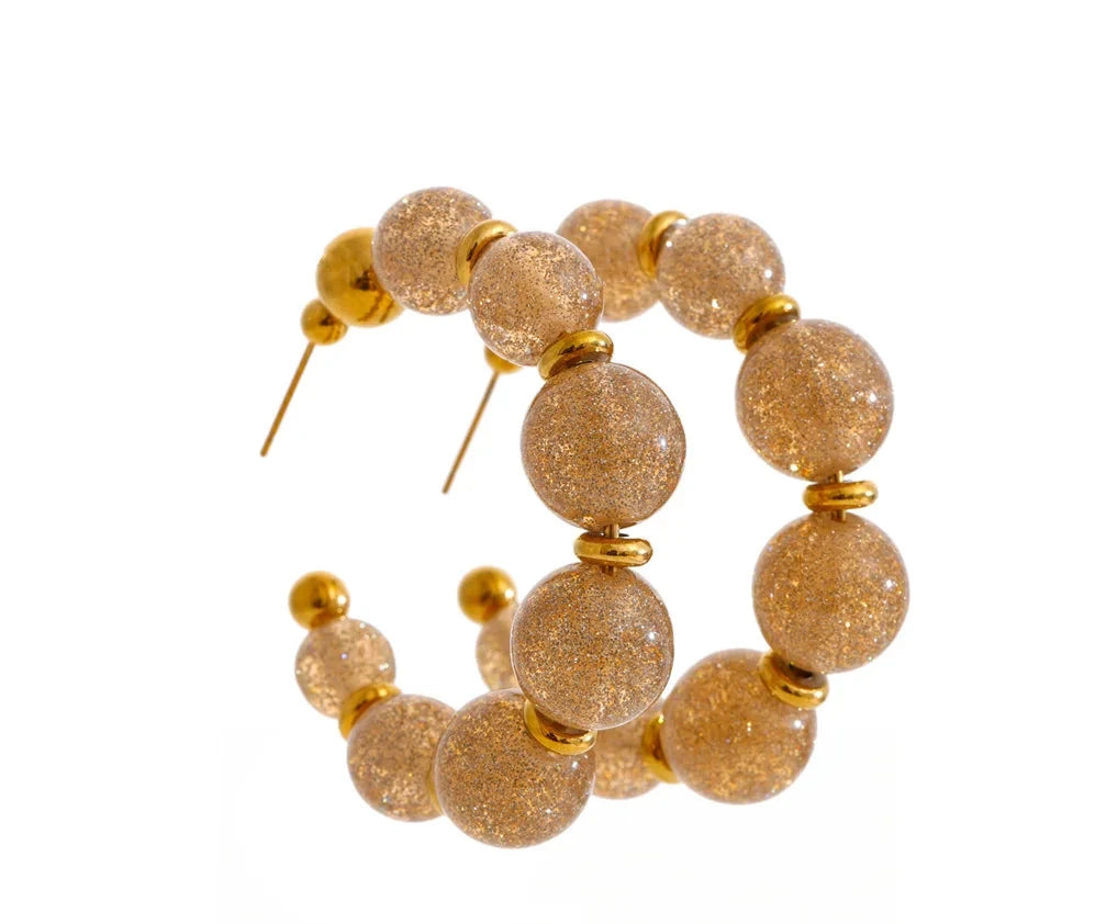 Orecchini “Beads C-Hoop” – Cerchi Artigianali in Resina