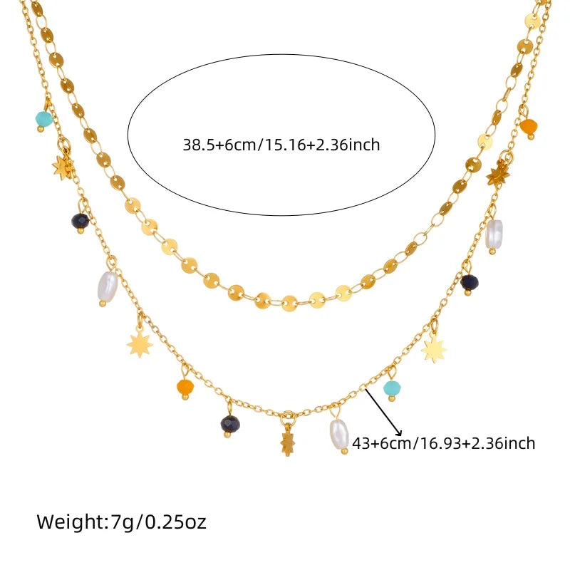 Stella di Perle – Collana Geometrica in Oro Lucente