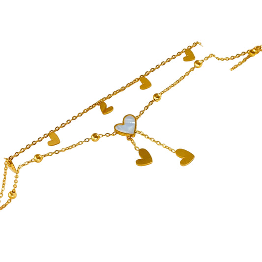 Collezione Cavigliere “Legami d’Amore” – Design a Cuore con Doppia Catena