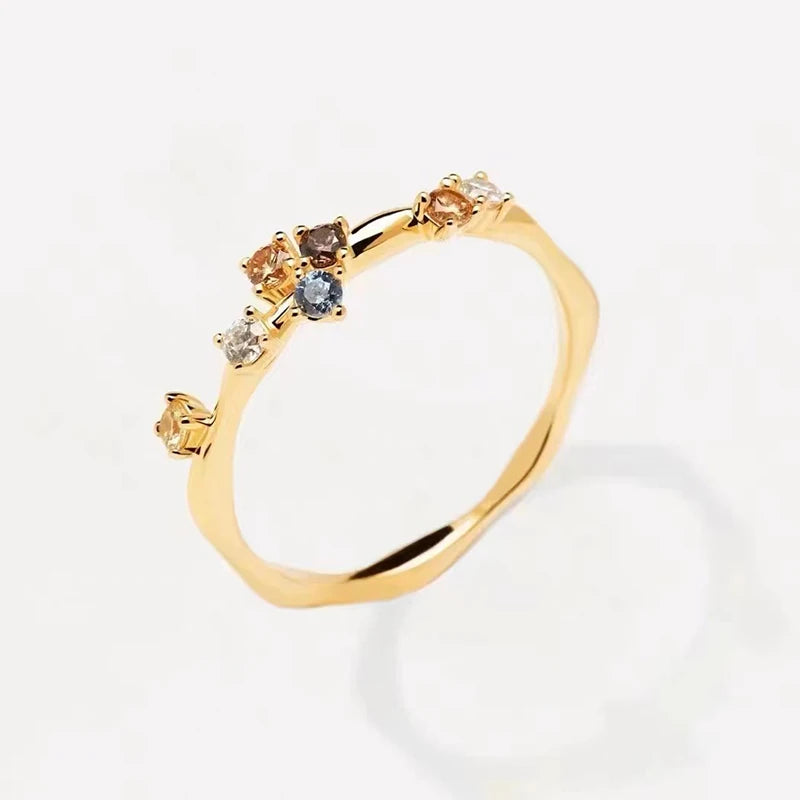 Bagliori d’Autunno – Anello in argento 925 con zirconi dai toni caldi