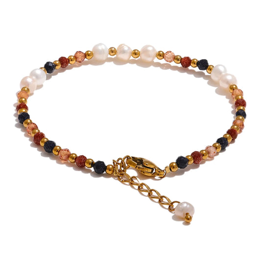 Bracciale “Golden Pearl Mix” – Perle & Pietra Naturale