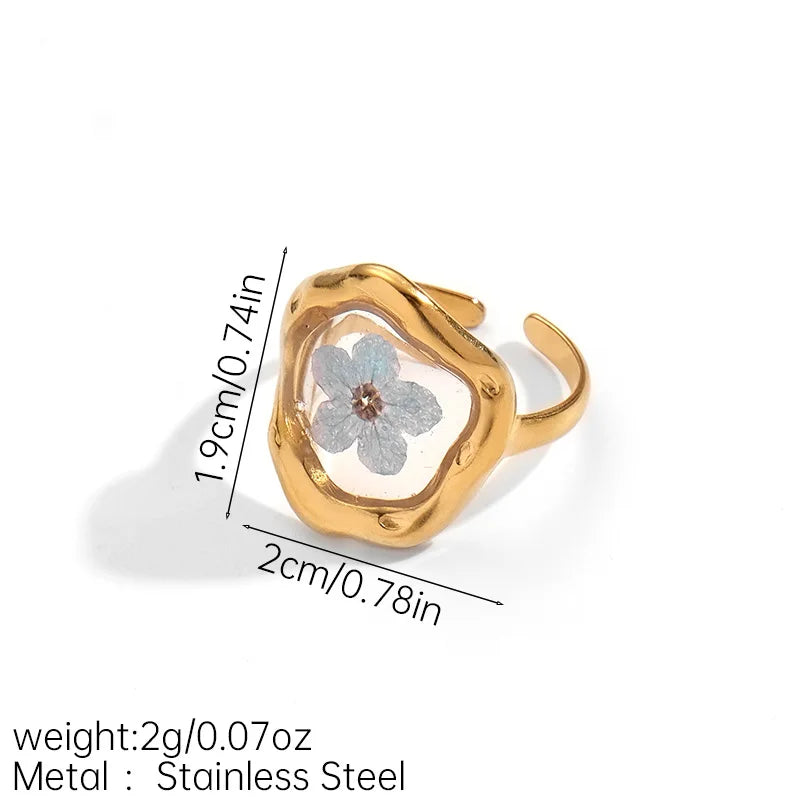Anello regolabile in acciaio inossidabile con motivo floreale geometrico – Stile retrò