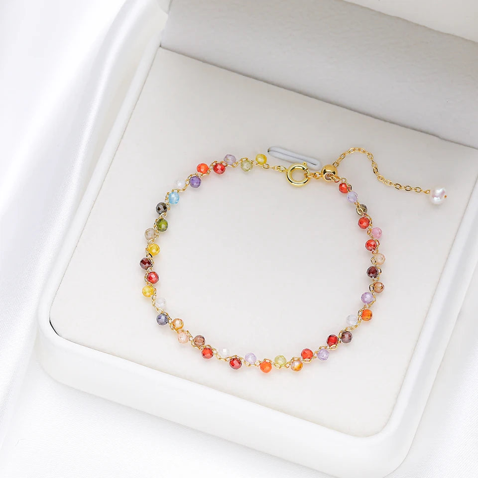 Bracciale con tormalina in pietra naturale in diversi colori