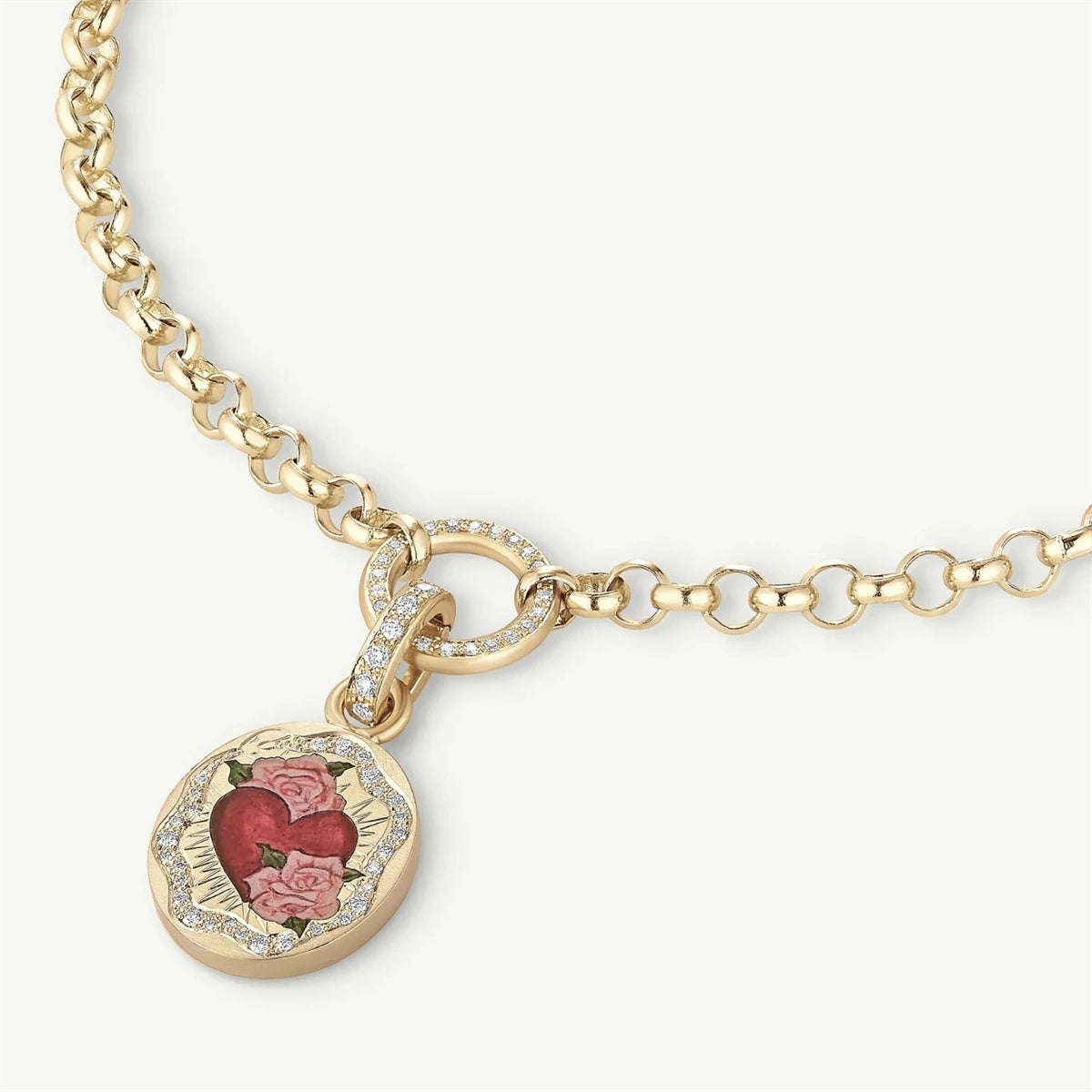 Collana Ovale Dorata Smaltata – Simboli di Vita