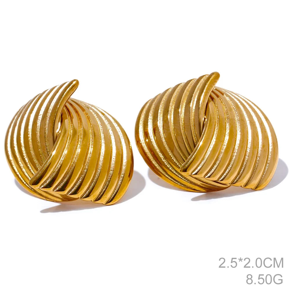 Orecchini Geometrici a Bottone in Acciaio Inossidabile – Oro o Argento