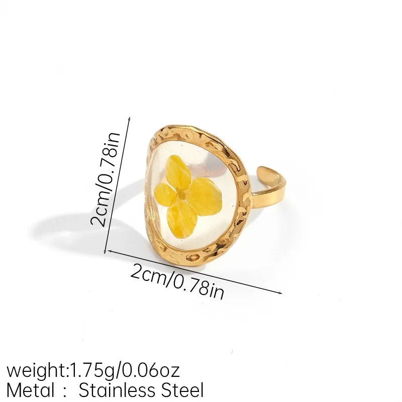 Anello regolabile in acciaio inossidabile con motivo floreale geometrico – Stile retrò