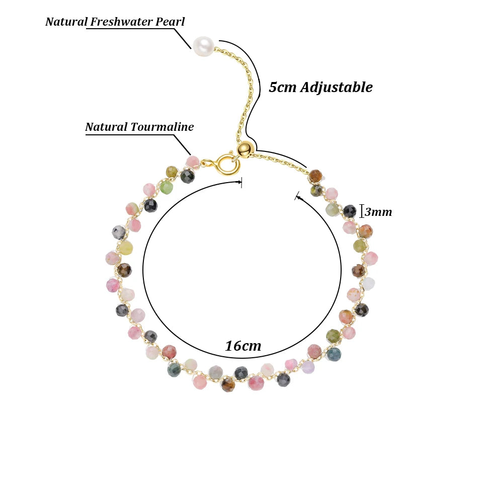 Bracciale con tormalina in pietra naturale in diversi colori