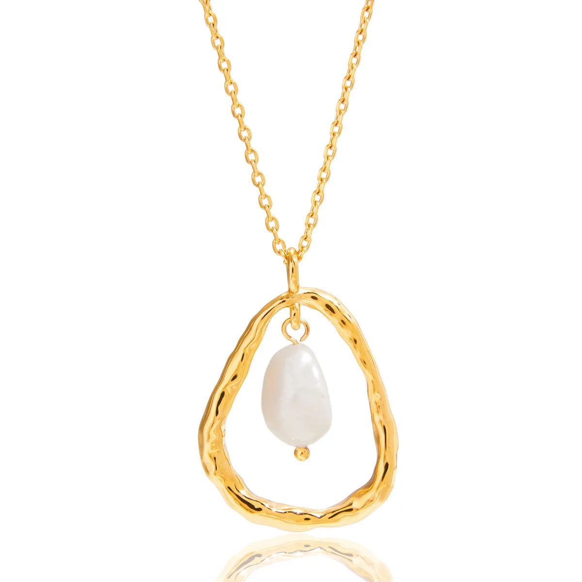 Collana con Perla Irregolare e Ciondolo Oro Minimal
