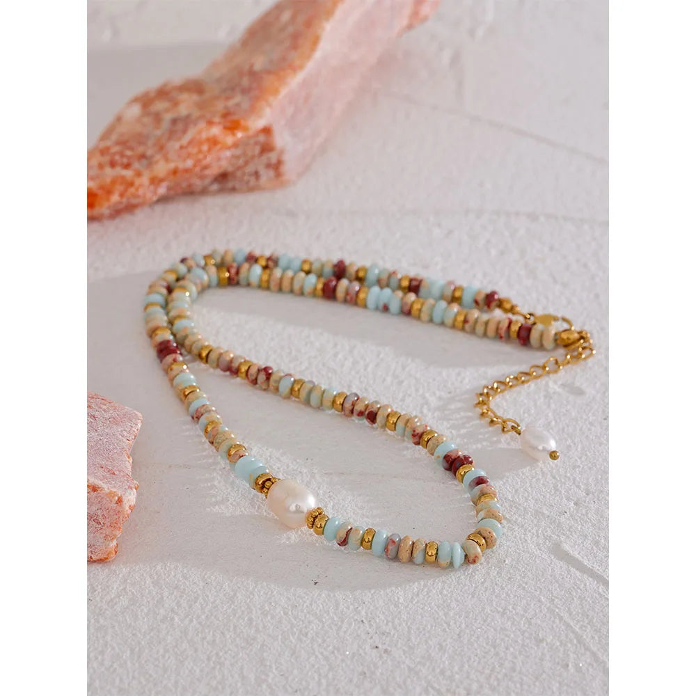 Collana Perle di Luce – Catena in Acciaio Inossidabile con Perle d’Acqua Dolce Naturali