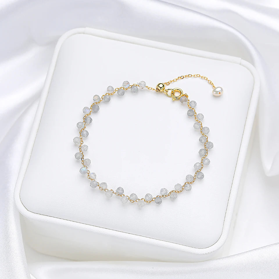 Bracciale con tormalina in pietra naturale in diversi colori