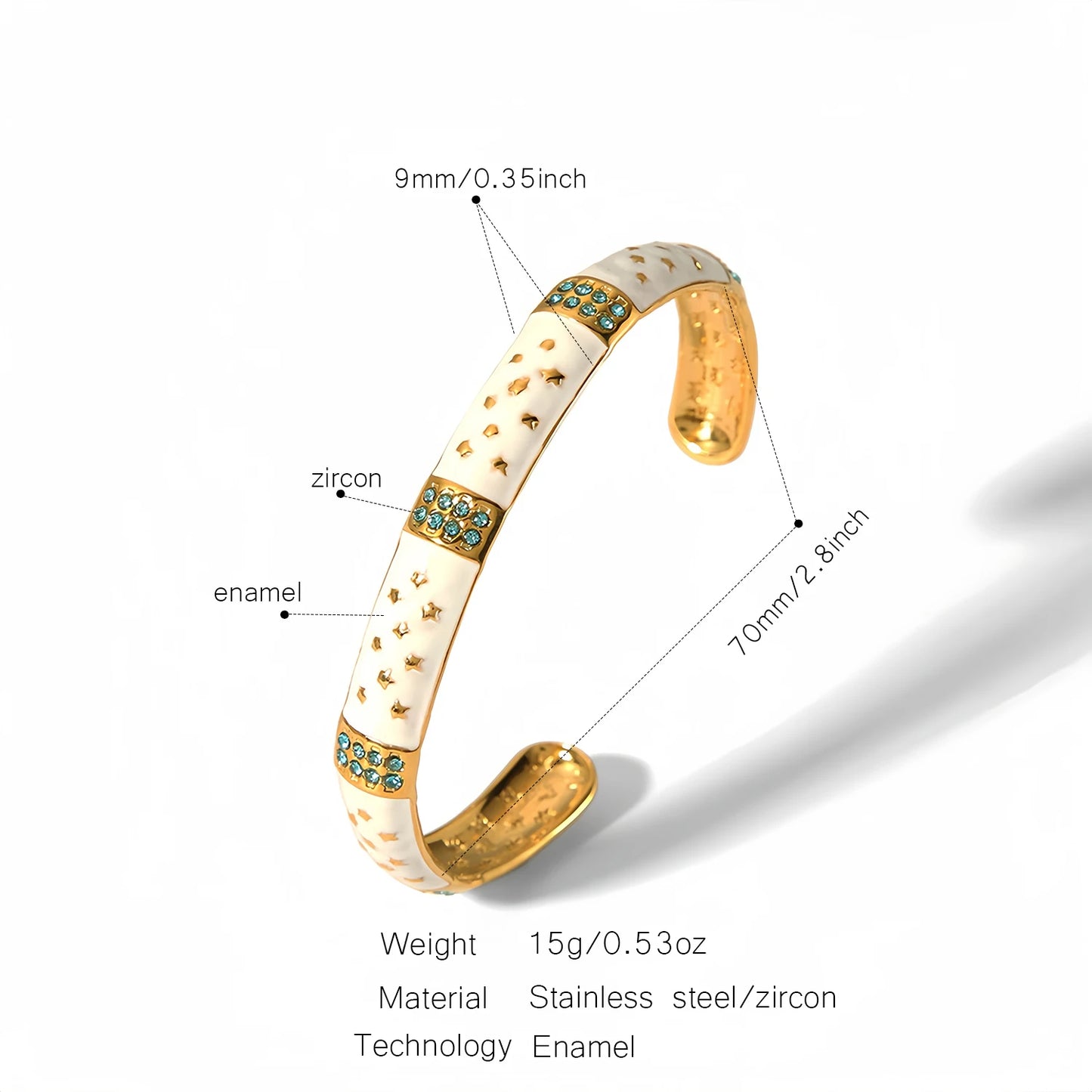 Bracciale Regolabile con Goccia d’Olio – Acciaio Inossidabile Placcato Oro 18K con Zirconi Intarsiati 4 Varianti Eleganti
