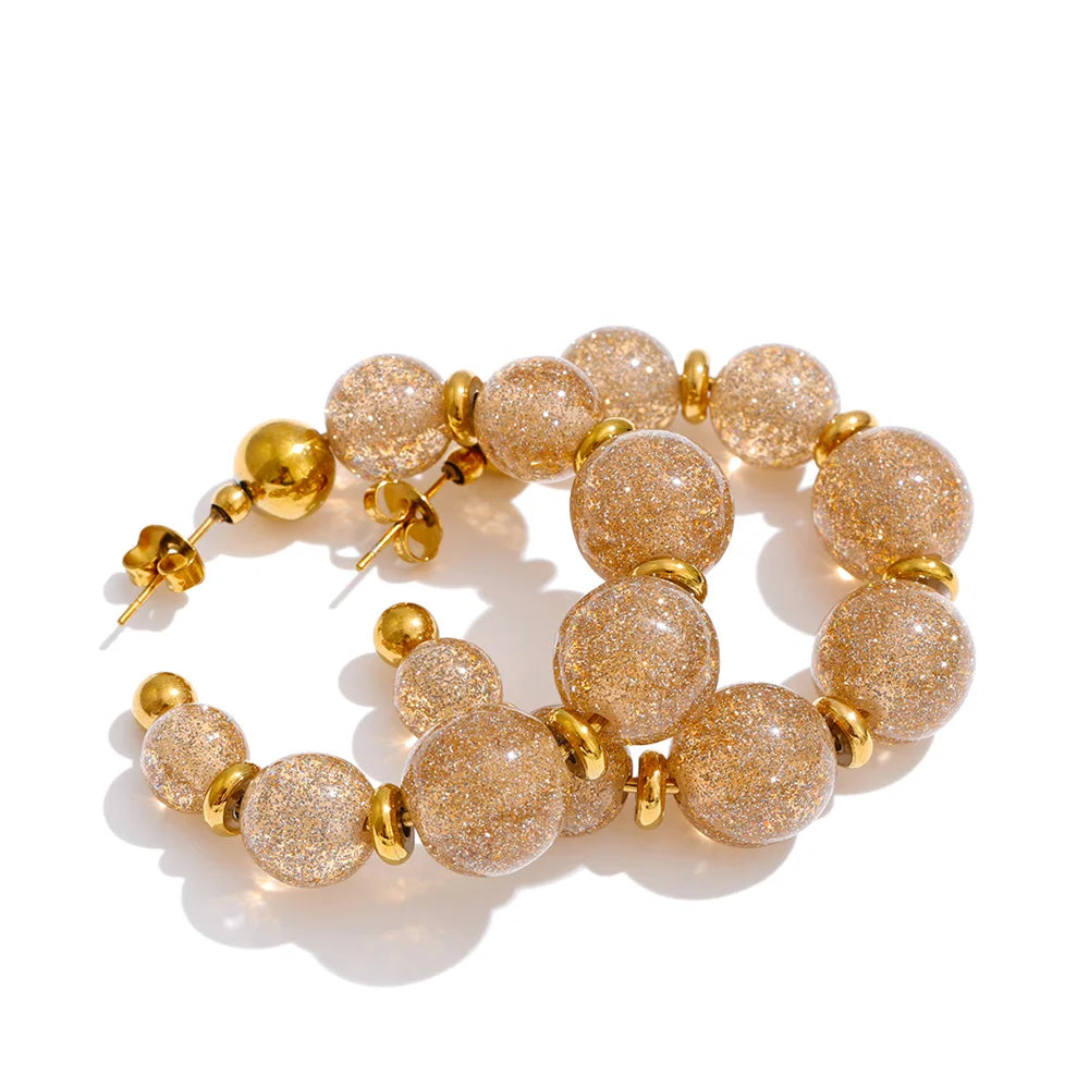 Orecchini “Beads C-Hoop” – Cerchi Artigianali in Resina