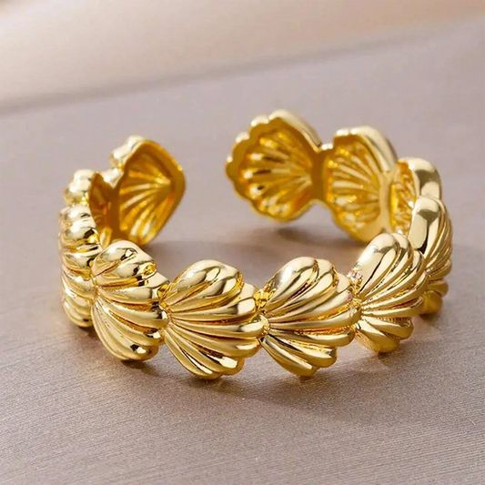 Anello con Conchiglia Vintage in Acciaio Inossidabile