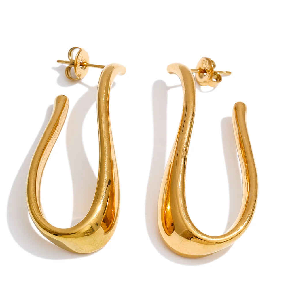 Orecchini Goccia Geometrica in Oro e Acciaio