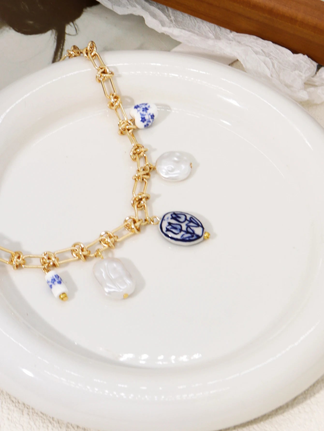 Collana “Fascino Tulipano Blu” con perla ceramica