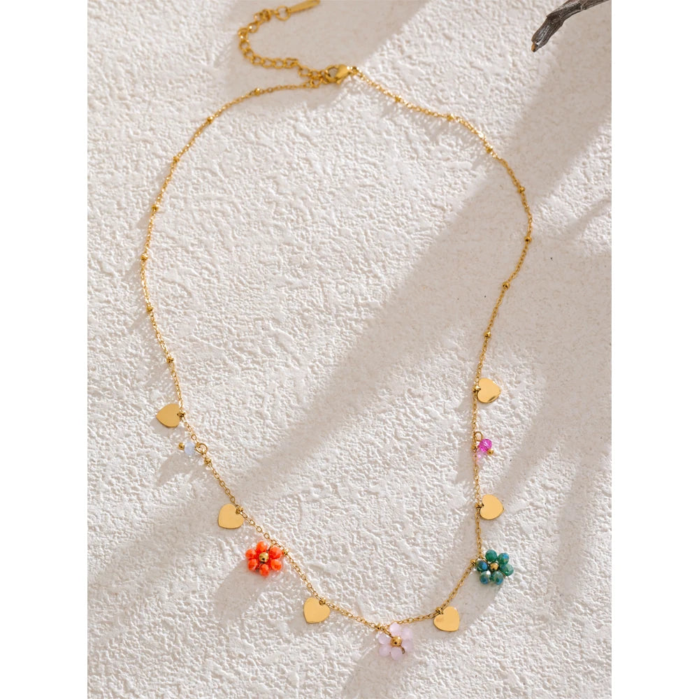 Collana Fiore di Cristallo – Gioiello Estivo in Acciaio Inossidabile